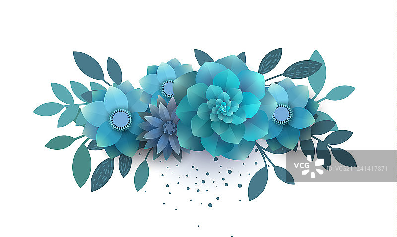 蓝色纸花组合图片素材
