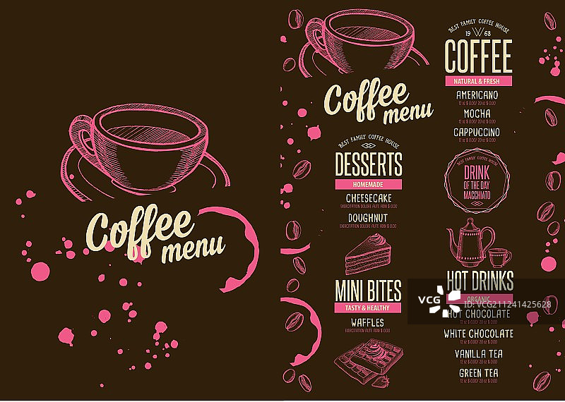 咖啡餐厅饮品菜单模板餐垫图片素材