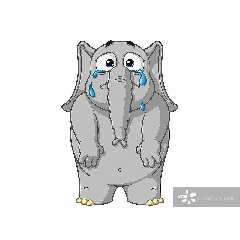 哭泣的大象，流着眼泪，垂下手图片素材