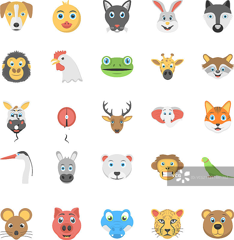 扁平风格动物鸟类图标合集图片素材