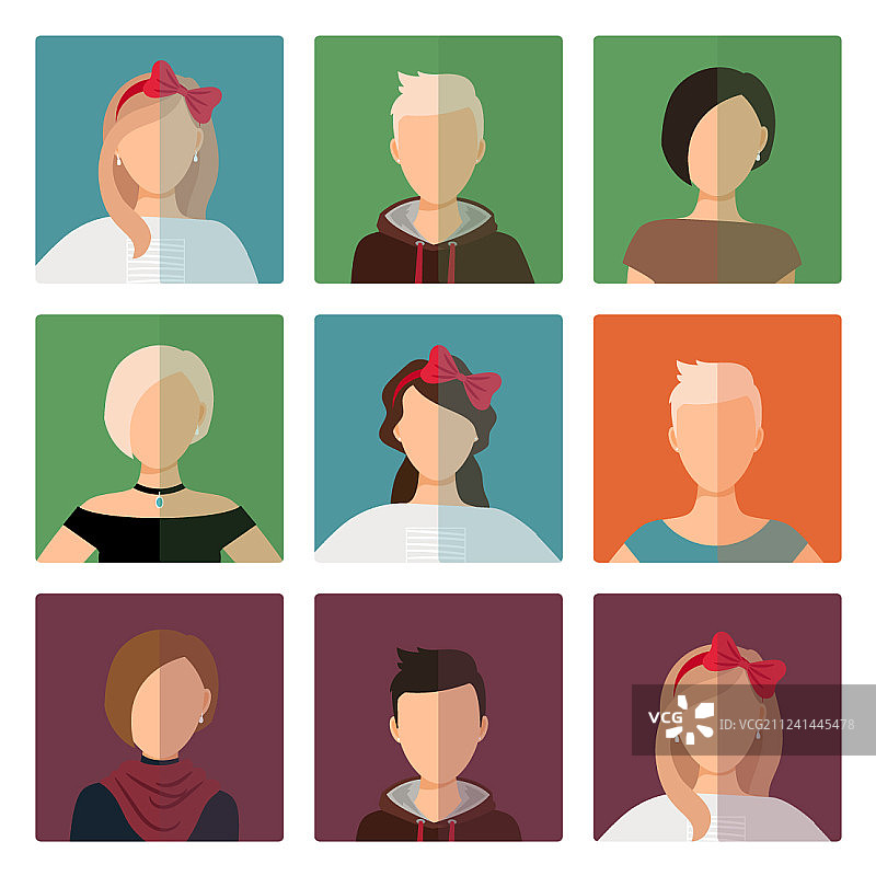 女性短发头像图标合集图片素材