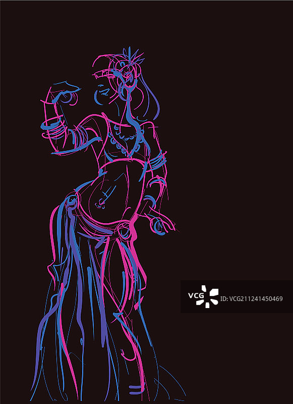 持有钹的部落肚皮舞者图片素材