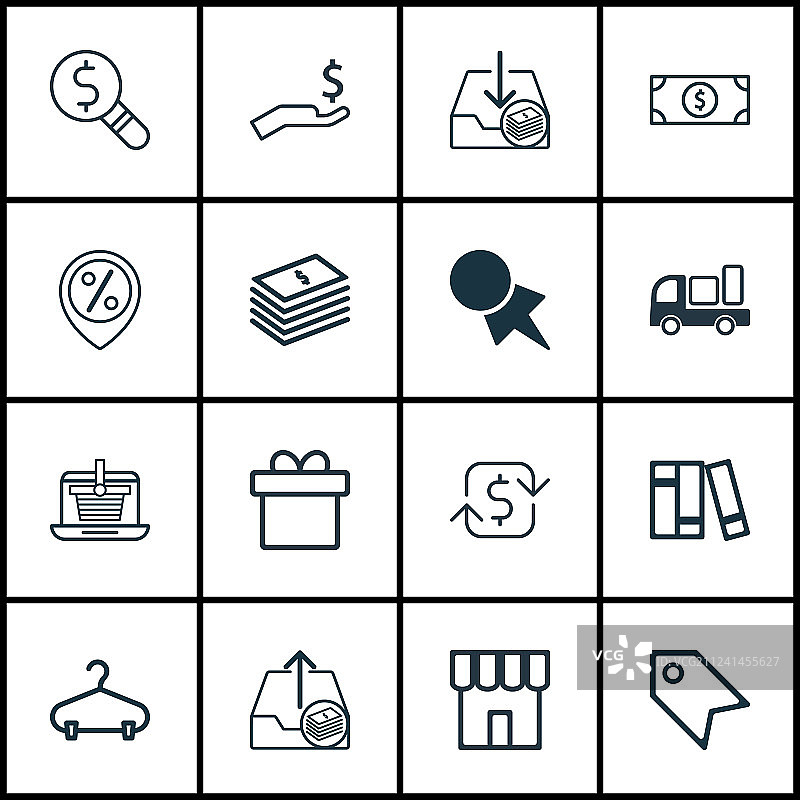 包含交付的16个商业图标集图片素材