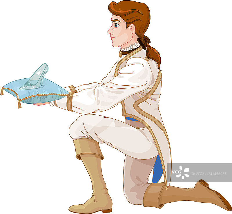 王子赠送水晶鞋图片素材