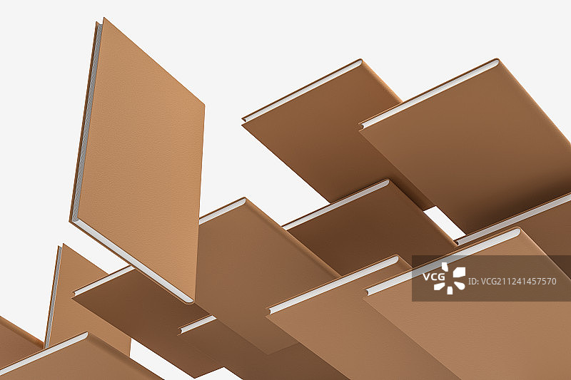 棕色硬皮封面的空白本子宣传册，三维渲染图片素材