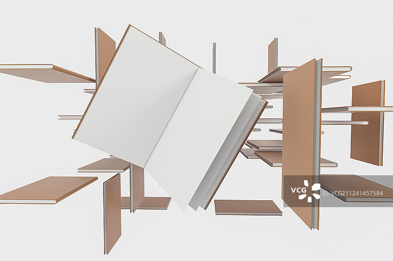 棕色硬皮封面的空白本子宣传册，三维渲染图片素材