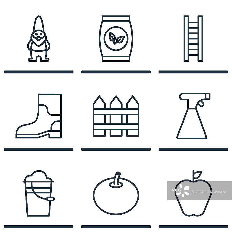 9个包含矮化苹果树的植物图标合集图片素材
