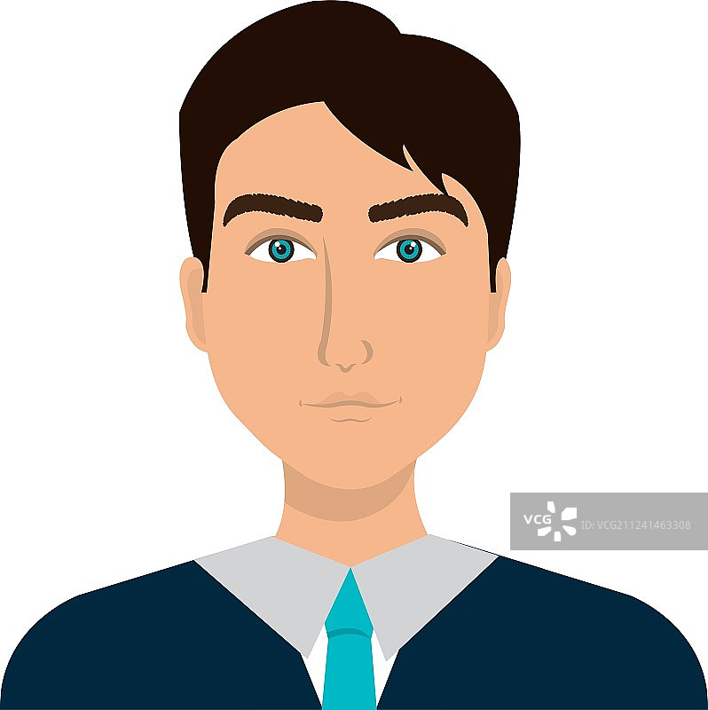 白色背景上的年轻商人侧面像图片素材