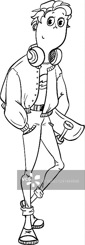 拿着滑板的滑板男孩图片素材