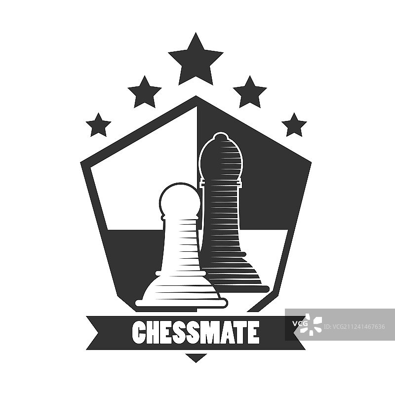 黑白国际象棋俱乐部标志与兵卒图片素材
