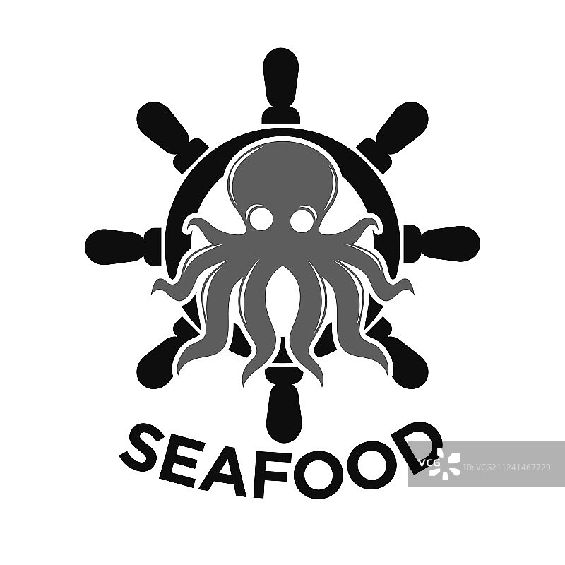 带舵和章鱼的海鲜标志图片素材