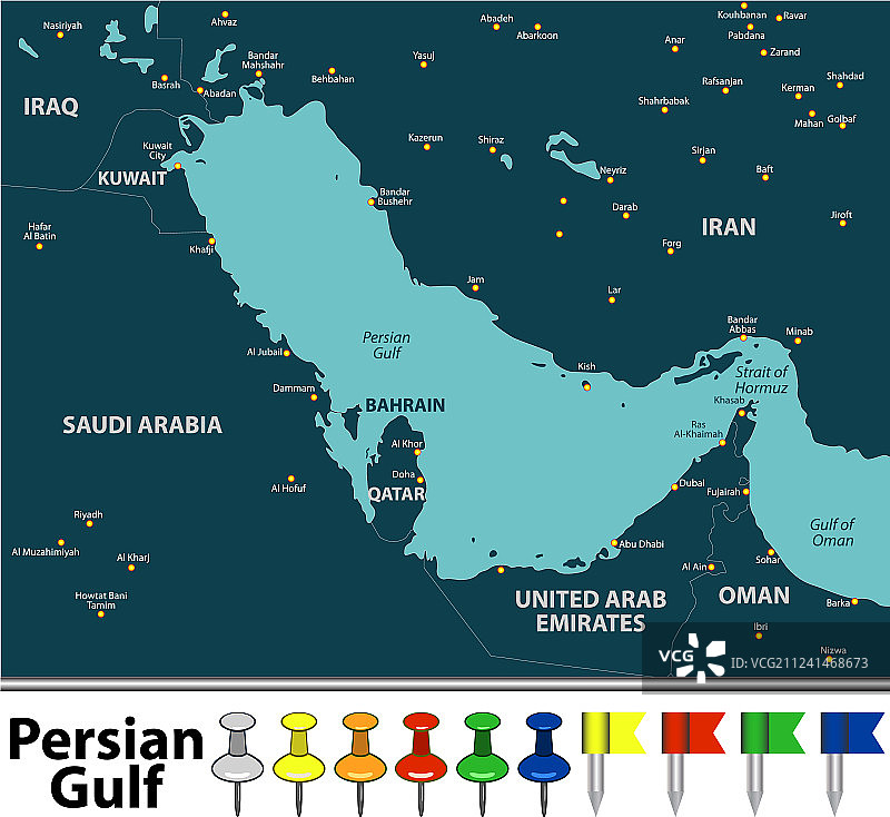 波斯湾地图图片素材