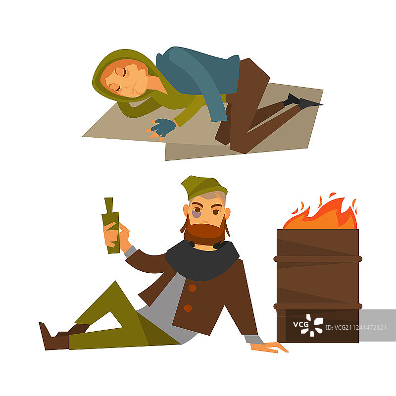 在街上过夜的可怜的无家可归者图片素材