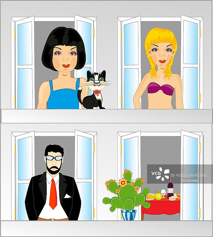 阳台和上面的人图片素材