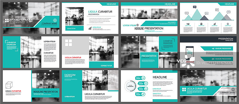绿色演示模板和信息图表图片素材