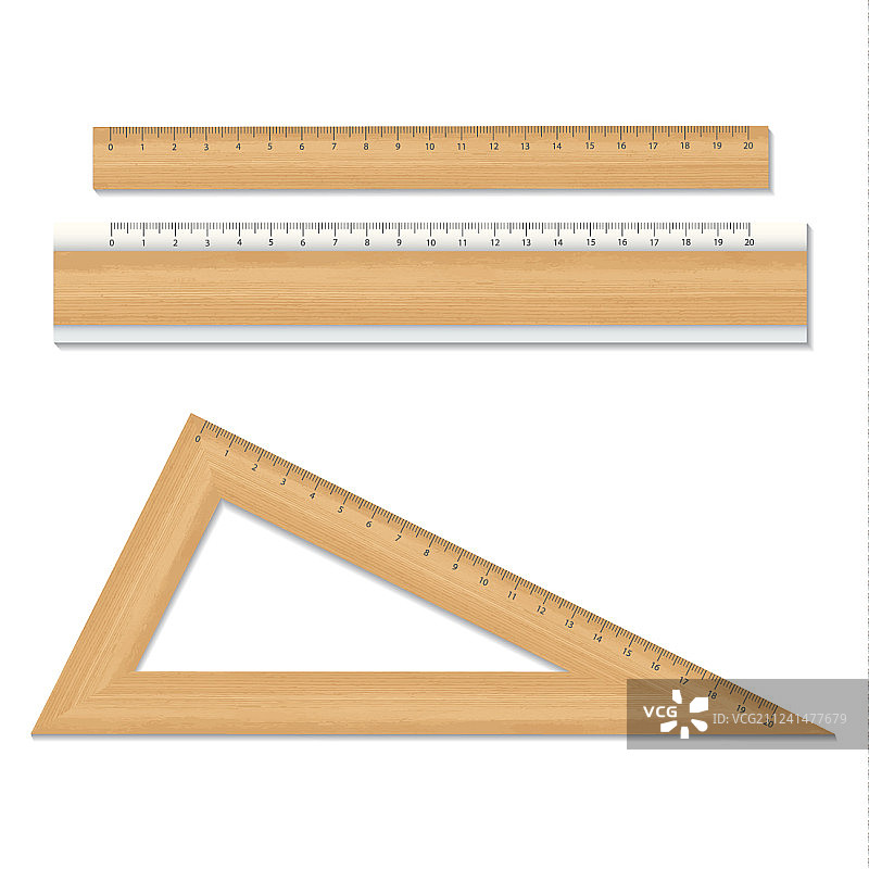 白色背景上的木制学校尺子图片素材