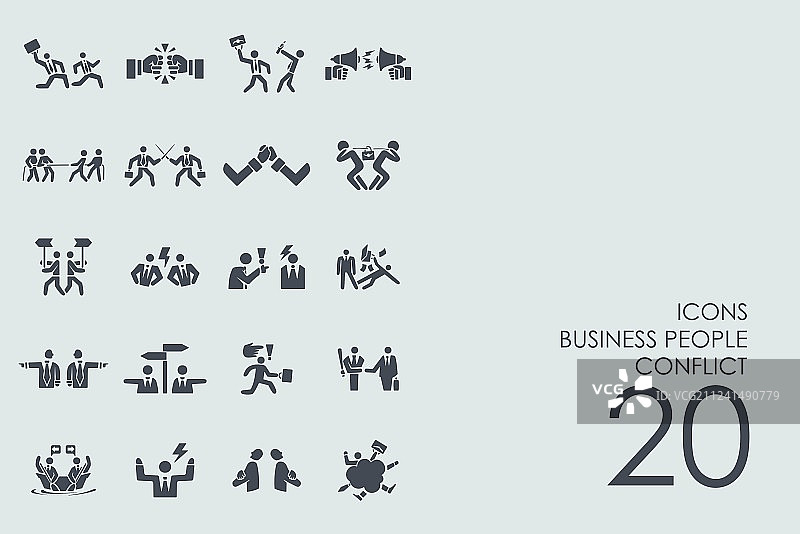 商务人士冲突图标套装图片素材