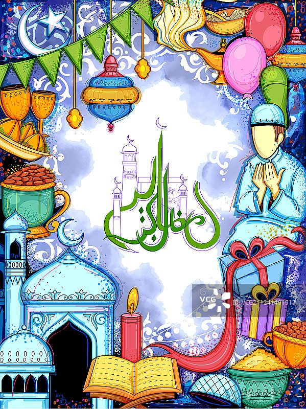 伊斯兰教开斋节快乐背景图片素材