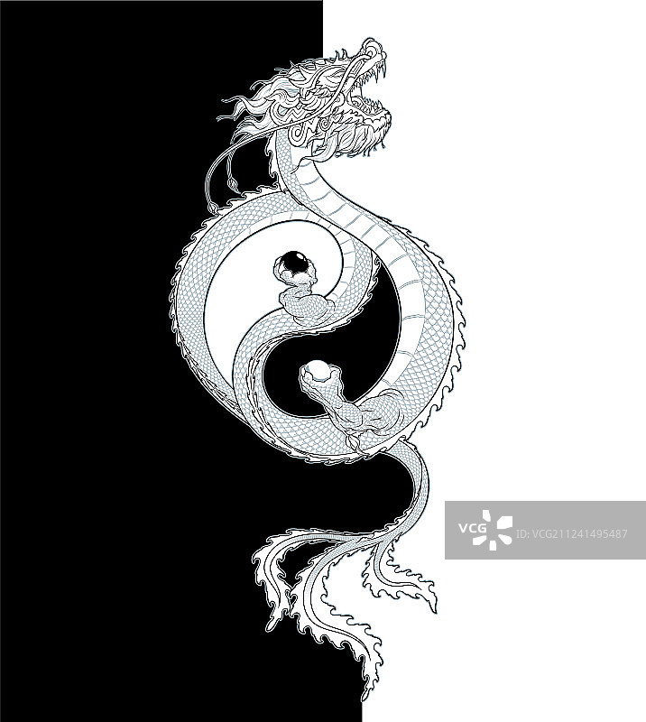 东方龙阴阳图案图片素材
