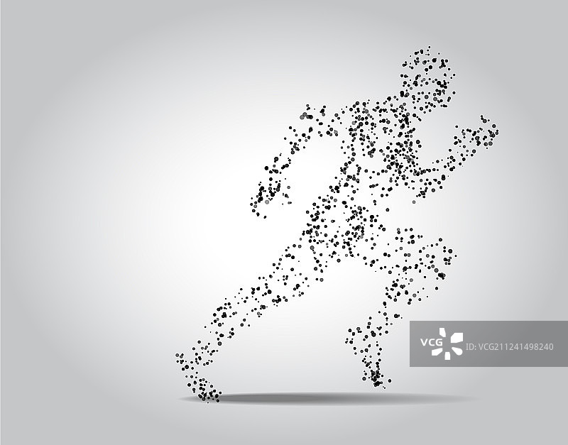 白色背景上的点状跑步人形图片素材