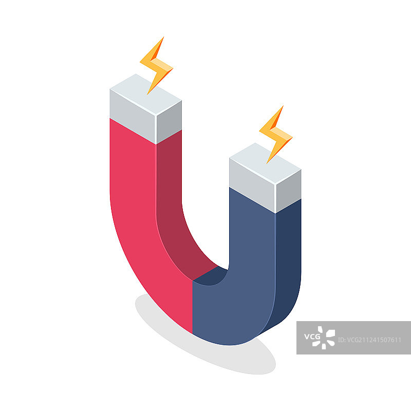 白色背景上具有磁力的磁铁图片素材