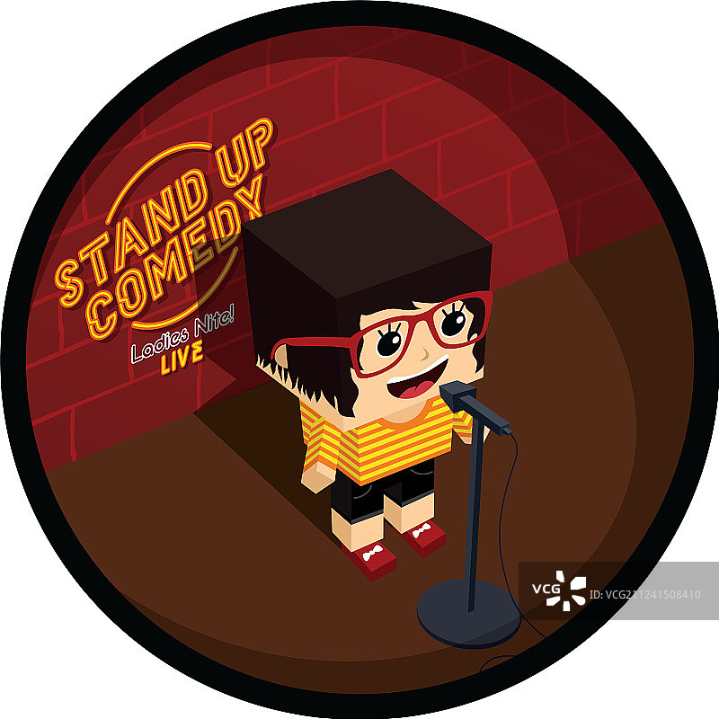 单口喜剧开放麦：女性喜剧演员在台上图片素材