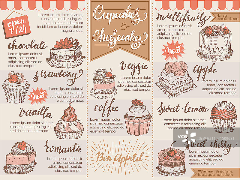 甜点咖啡馆菜单设计图片素材