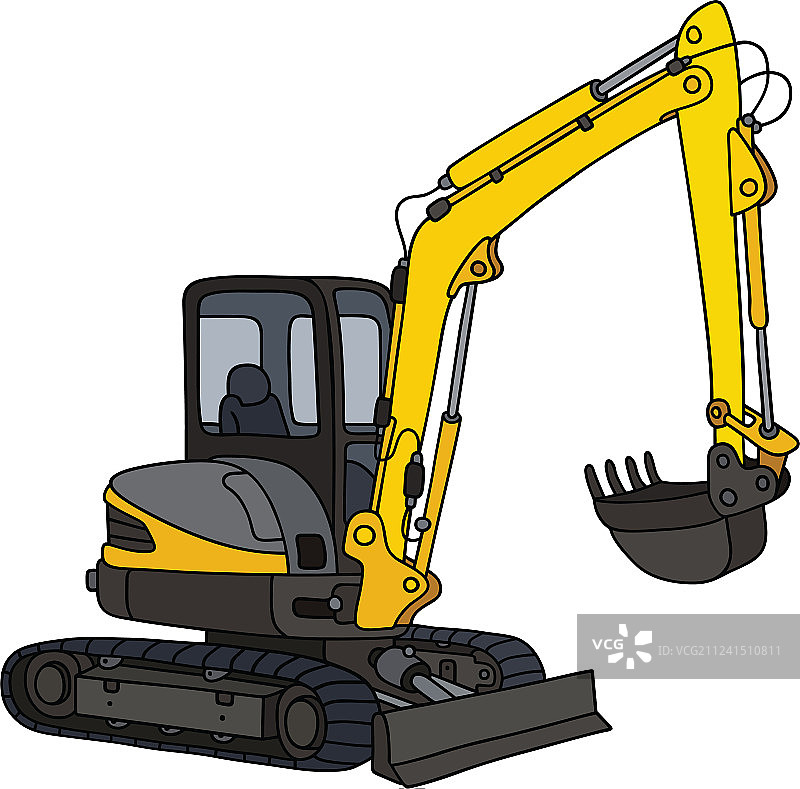 黄色小型挖掘机图片素材