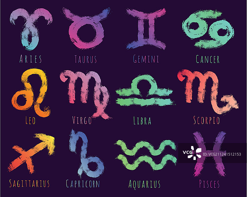 手绘笔刷风占星图案合集图片素材