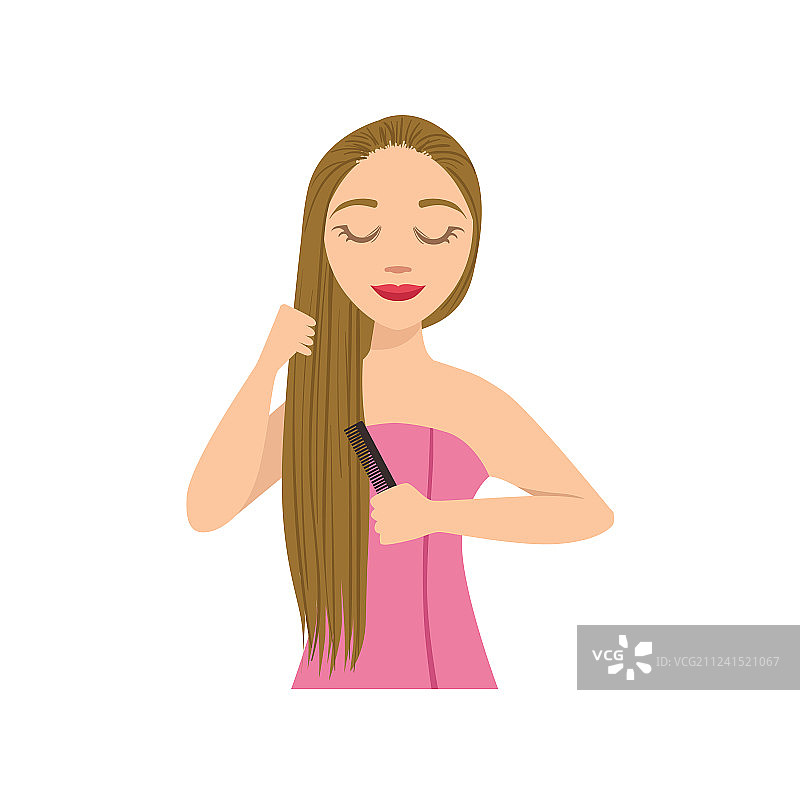 女子梳头做家庭水疗护理图片素材