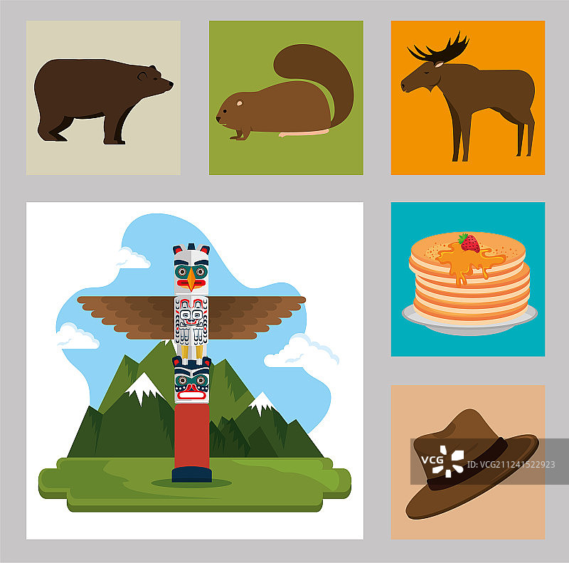 加拿大文化图标集图片素材