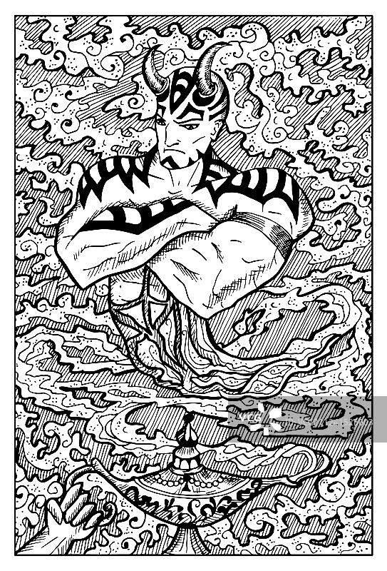 杜松子酒和魔法灯雕刻幻想图片素材