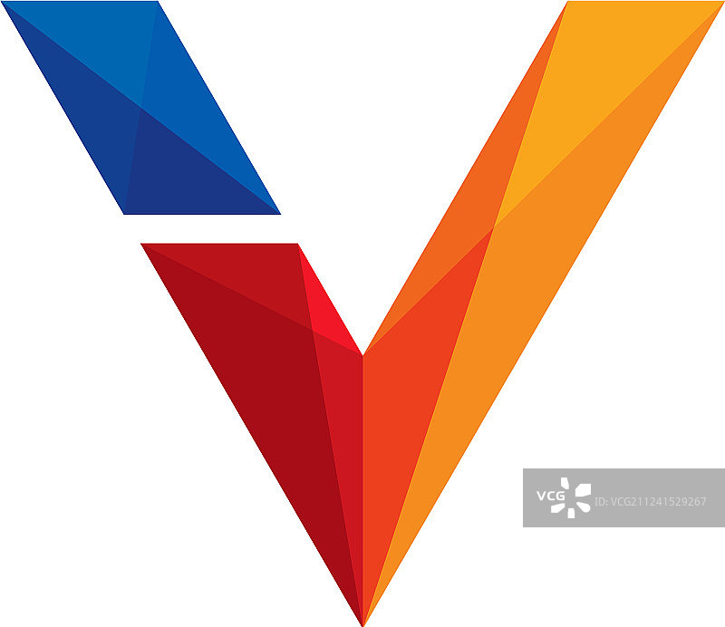 彩色字母V标志图标设计图片素材