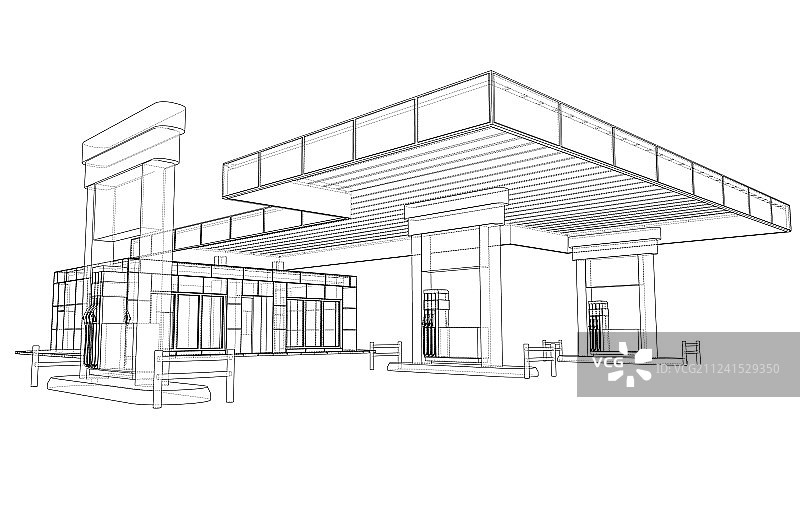 3D加油站渲染图图片素材