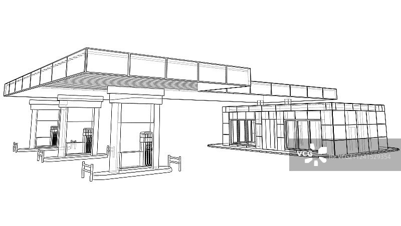 3D加油站渲染图图片素材