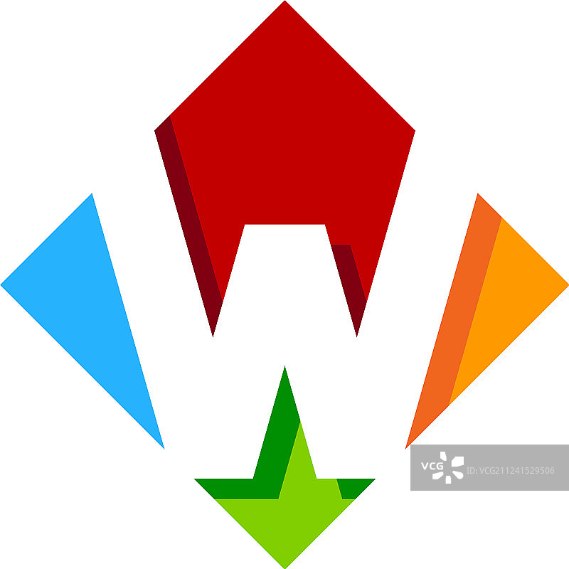 彩色字母W标志图标设计图片素材