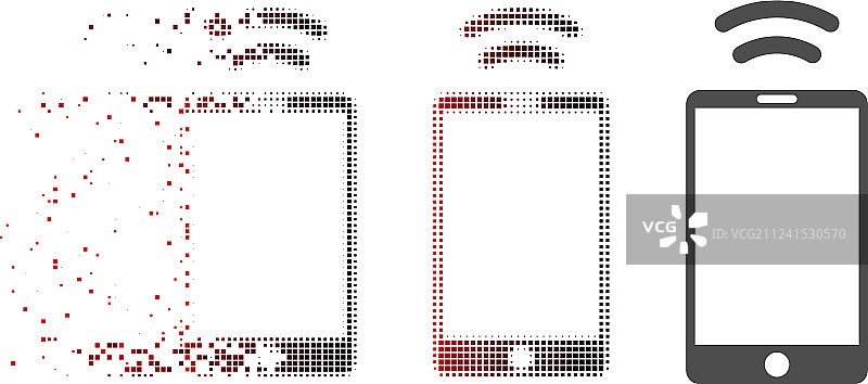 分解像素半色调移动红外信号图标图片素材