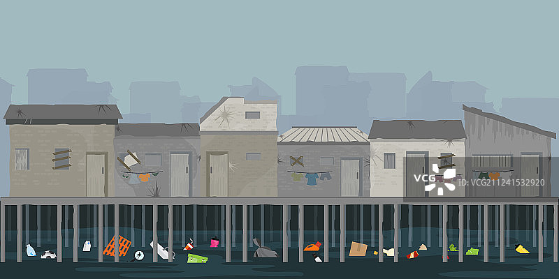 河岸木屋风景图片素材