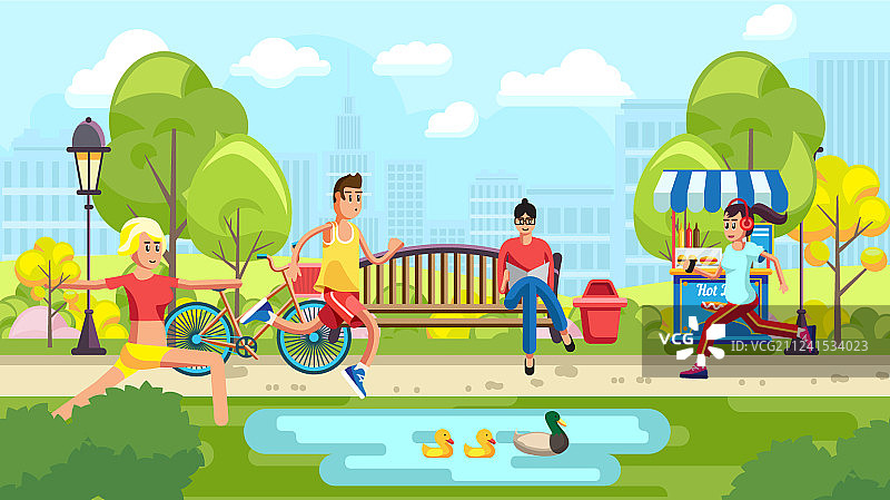 人们在城市公园里运动图片素材