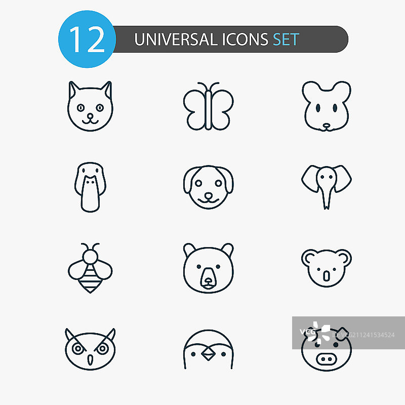 动物学图标合集：企鹅、猫头鹰、熊等图片素材