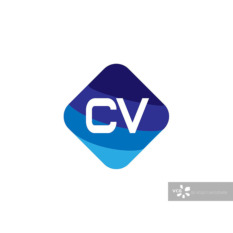 首字母CV标志模板设计图片素材