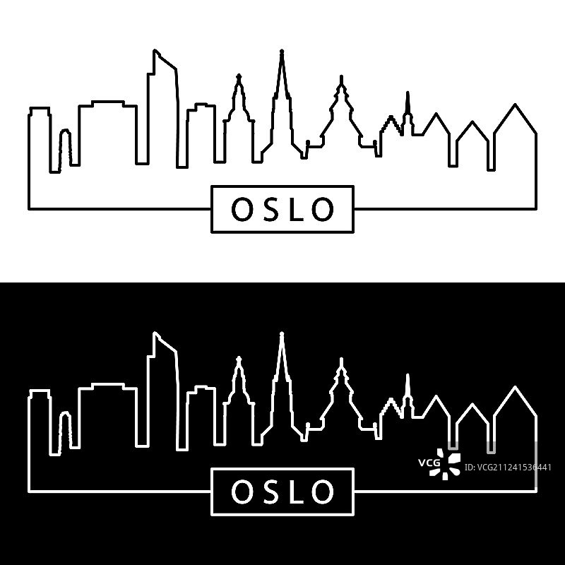 奥斯陆线性风格天际线图片素材