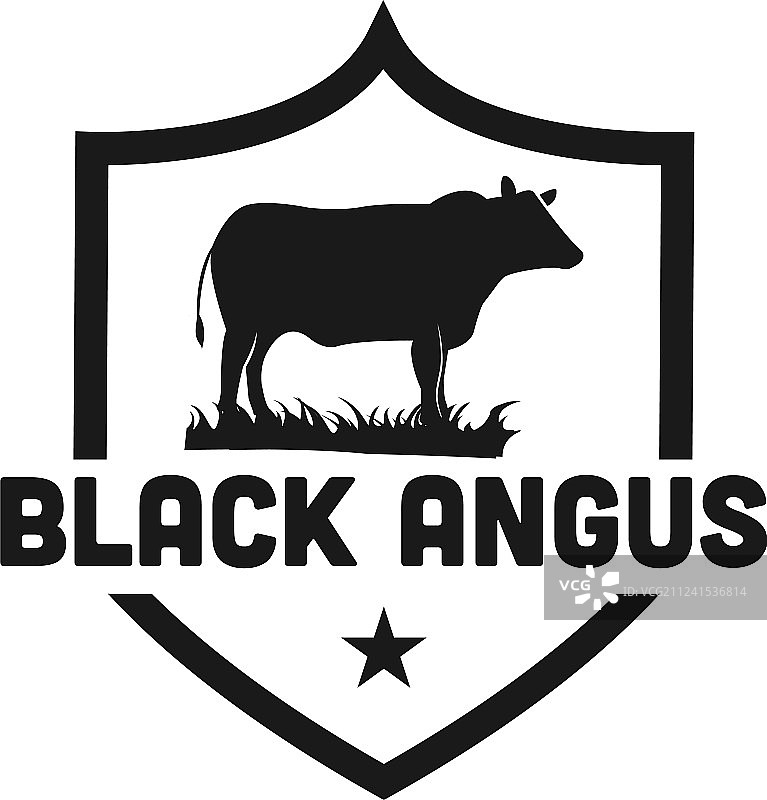 黑色安格斯牛标志徽标设计模板图片素材