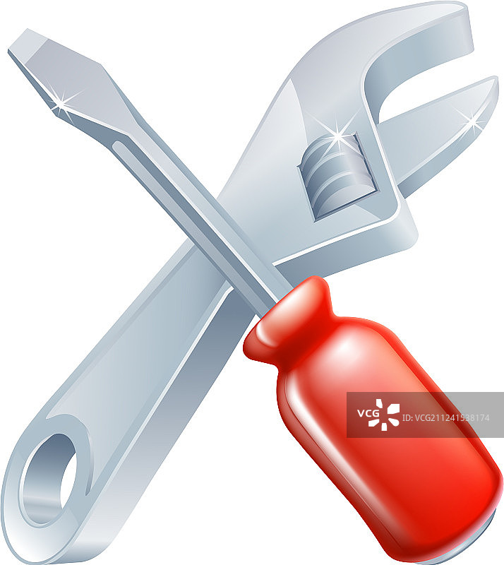 交叉扳手和螺丝刀图片素材