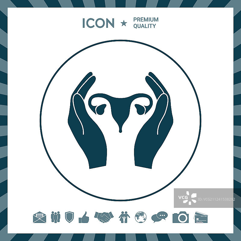 双手呵护女性子宫图标图片素材