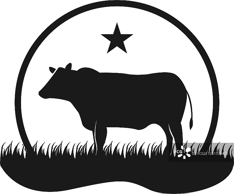 黑色安格斯牛标志徽标设计模板图片素材