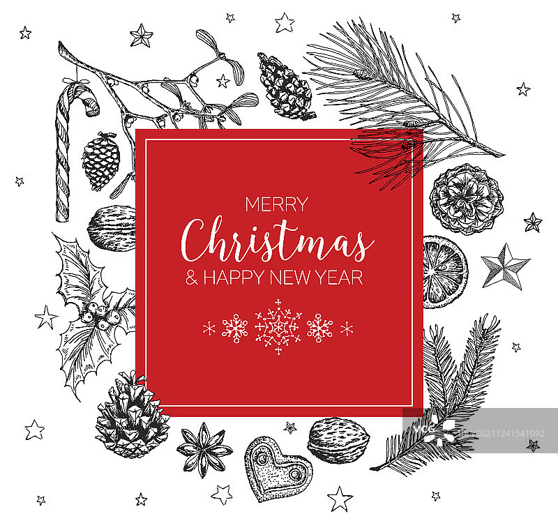 复古圣诞卡片图片素材