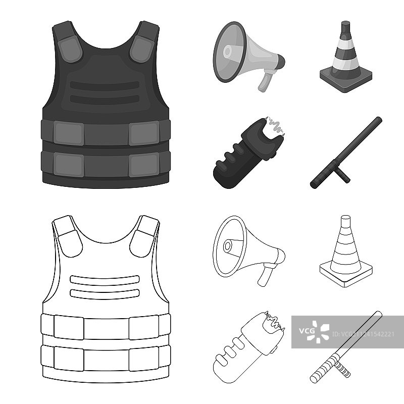 防弹背心与扩音器、击剑锥筒图片素材