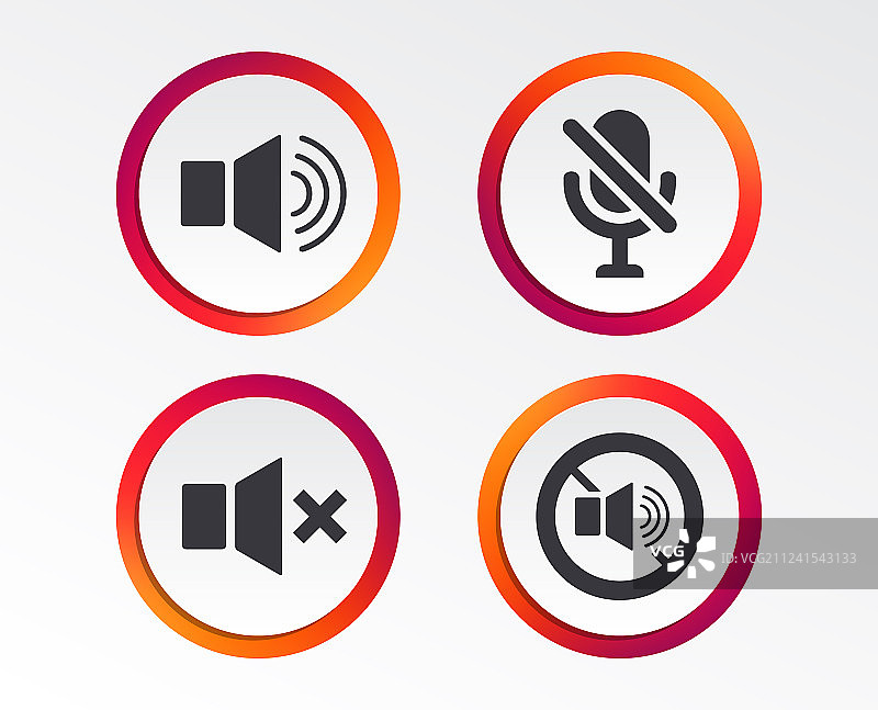 播放器控制图标：声音、麦克风和静音图片素材