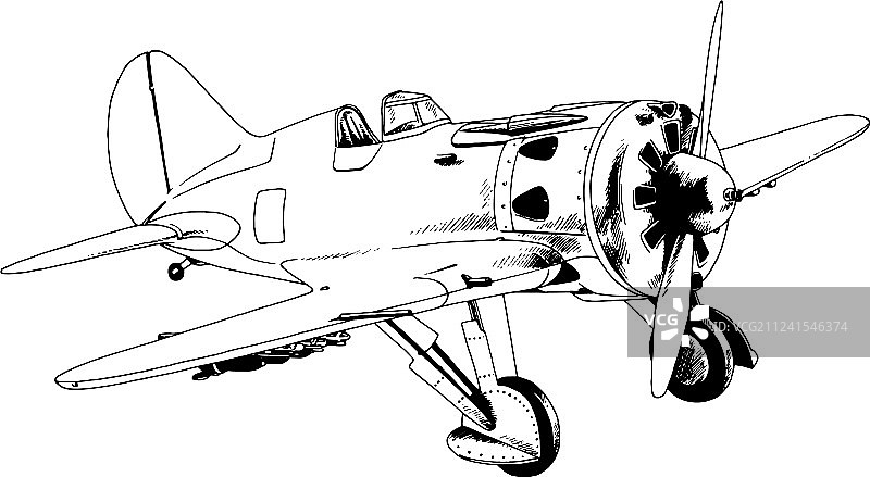 手绘墨水军用战斗机图片素材